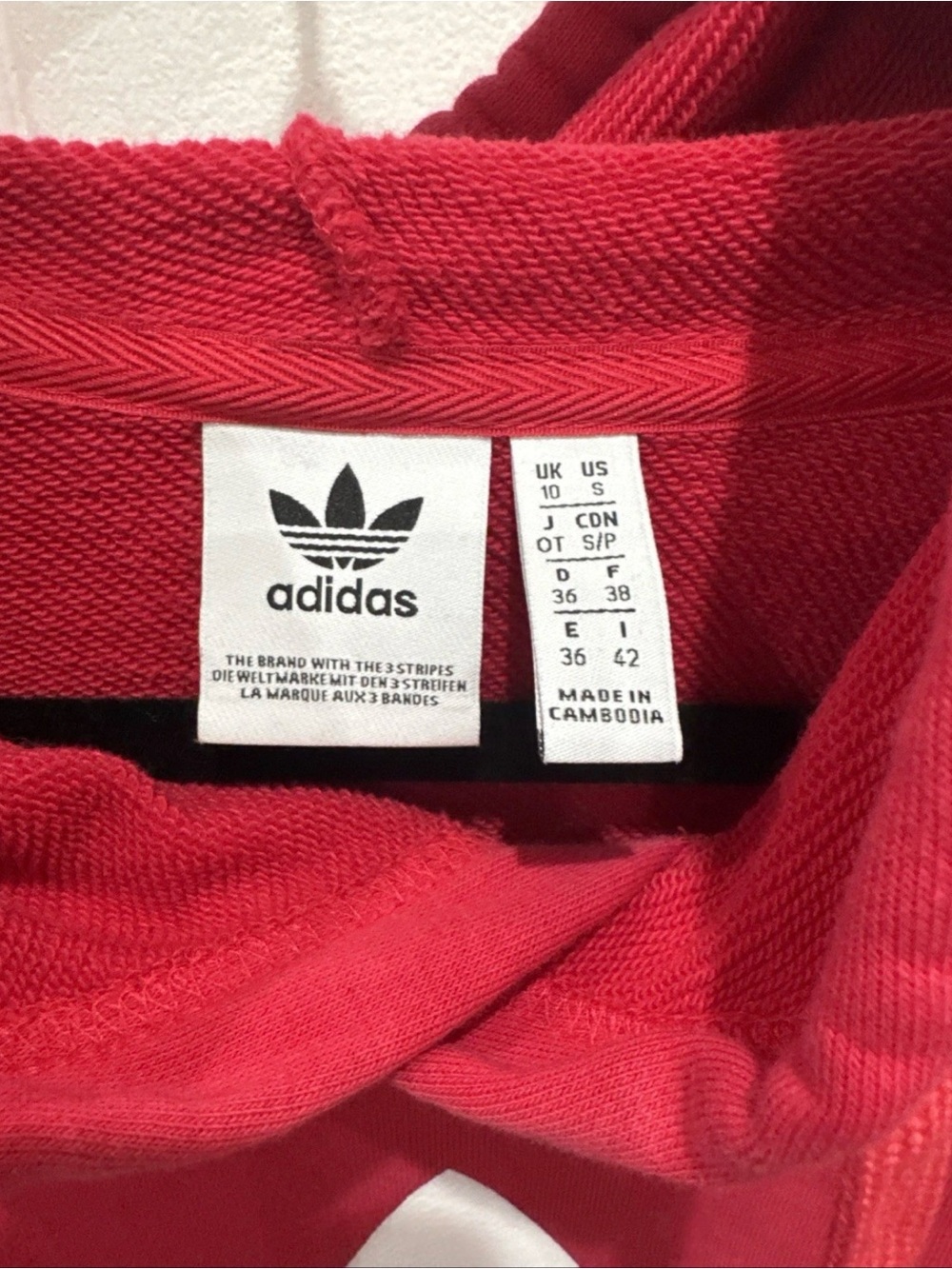 adidas Originals Trefoil Hoodie Womens Small Floral 3 Stripe Red Pullover ED4768 - Picture 8 of 9